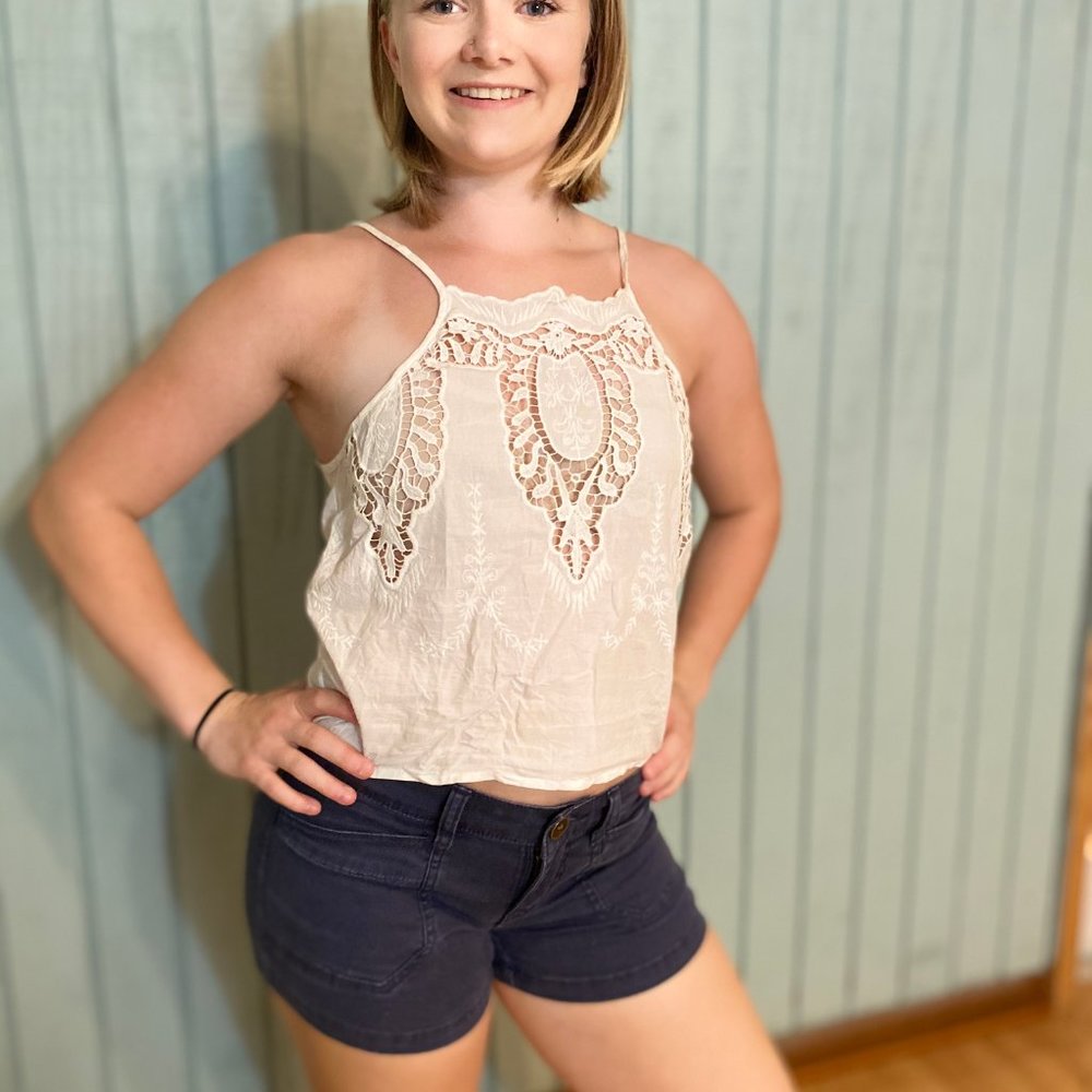 Creme Lacy tank top